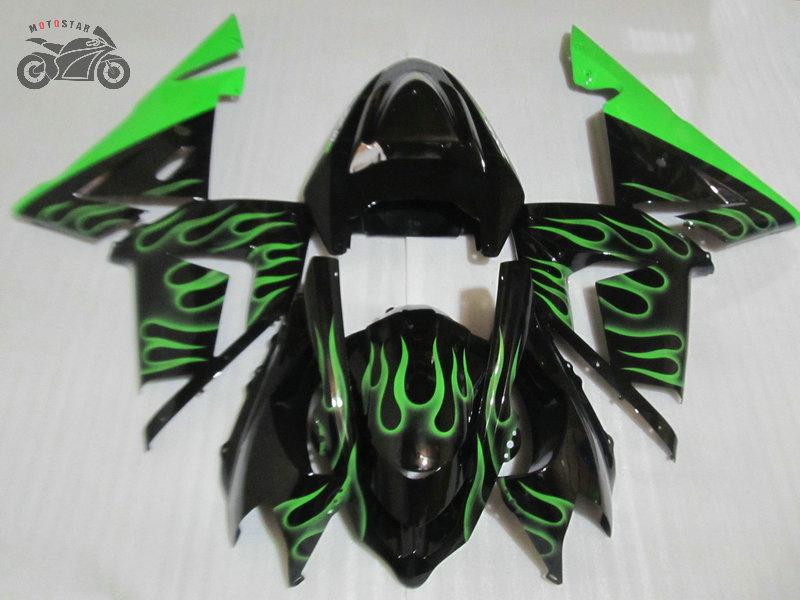 

Customize motorcycle fairing kits for Kawasaki Ninja ZX10R 2004 2005 green flames body fairings parts ZX-10R 04 05 ZX 10R 04-05, Same as the picture