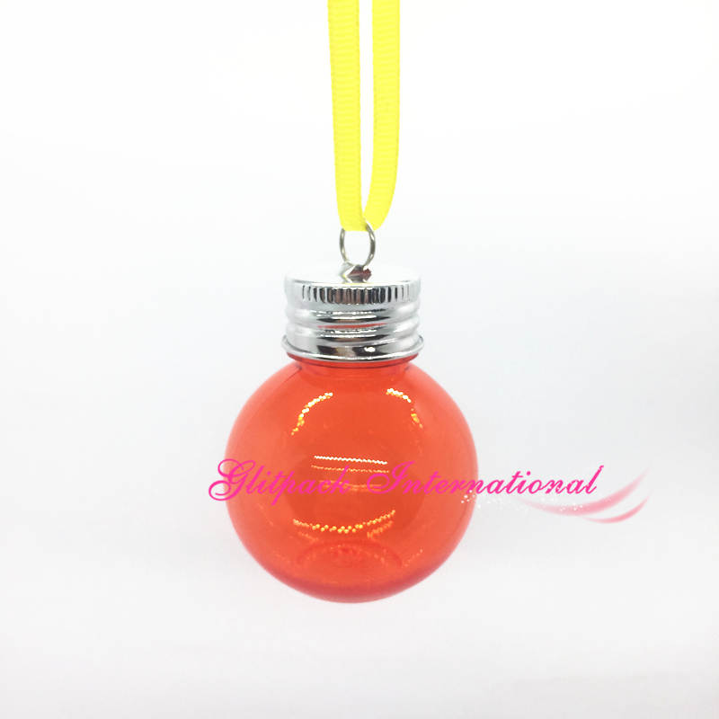 50pcs 50g 50ml Orange Mini Christmas ball bottle refill jars transparent christmas balls cosmetic PET bottles jar hook ring lid hanging-image-434722296