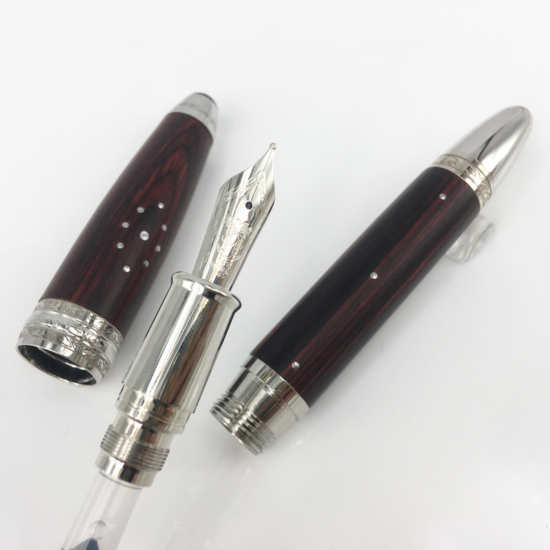 

Luxury Pens Red or black Wool limited edition Germany Brand Silver clip fine carving classic ink writing Fountain pen, As pic