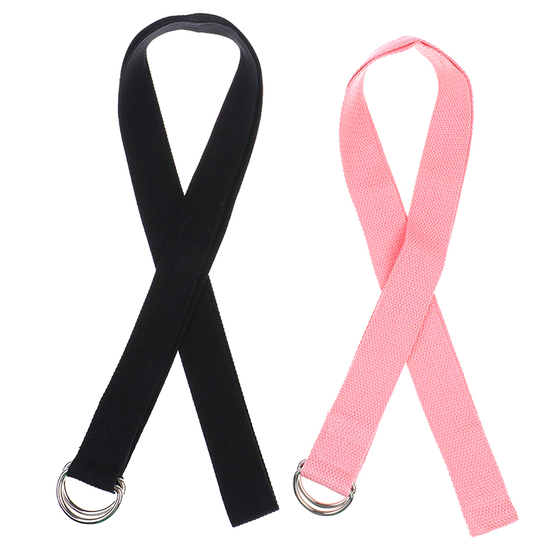 

1pc yoga belt adjustable sports stretch belt D-ring fitness yoga length 180cm width 3.5cm, Black