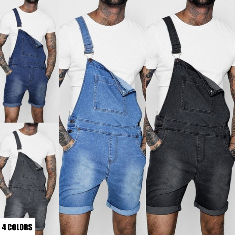

Men Denim Bib Workwear Fashion Denim Jumpsuit with Pocket Jumpsuits Rompers d88, Gray