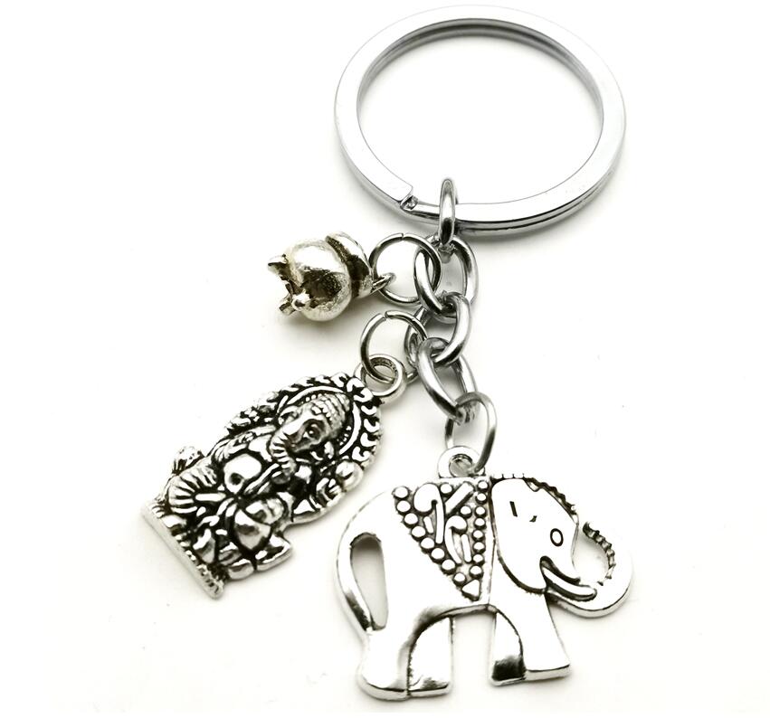 

New Tribal Ethnic Keychain Unique Thailand Buddha Pikanet Ganesh Gift Keychain Incense Burner Jewelry Elephant Car Keychain Female 347
