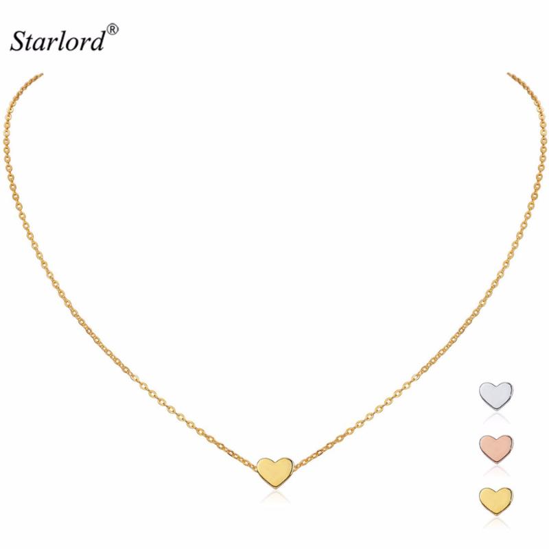 

Pendant Necklaces Small Heart Collarbone Necklace 925 Sterling Silver Gold/Rose Gold Dainty Jewelry Tiny Gift P13136