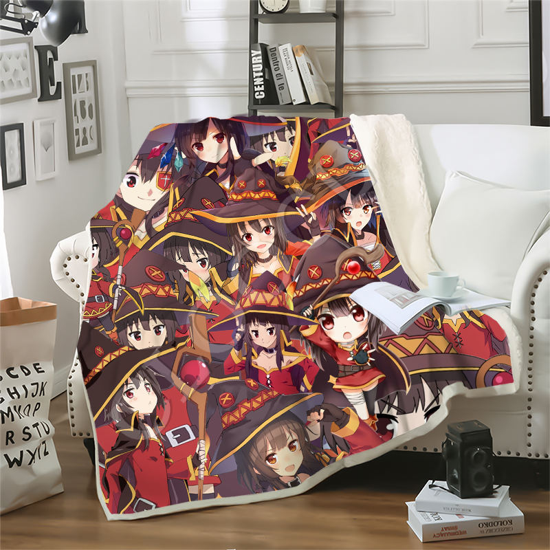 Anime Girl Megumin Konosuba Blanket 3D Print Double Layer Sofa Travel Youth Bedding Throw Blankets Sofa Quilt-image-516672260