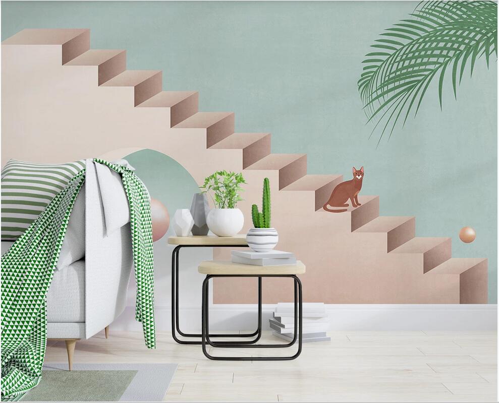 

3d wallpaper custom photo Simple abstract three-dimensional geometric ladder building space art home decor wall paper for walls 3 d, Non-woven