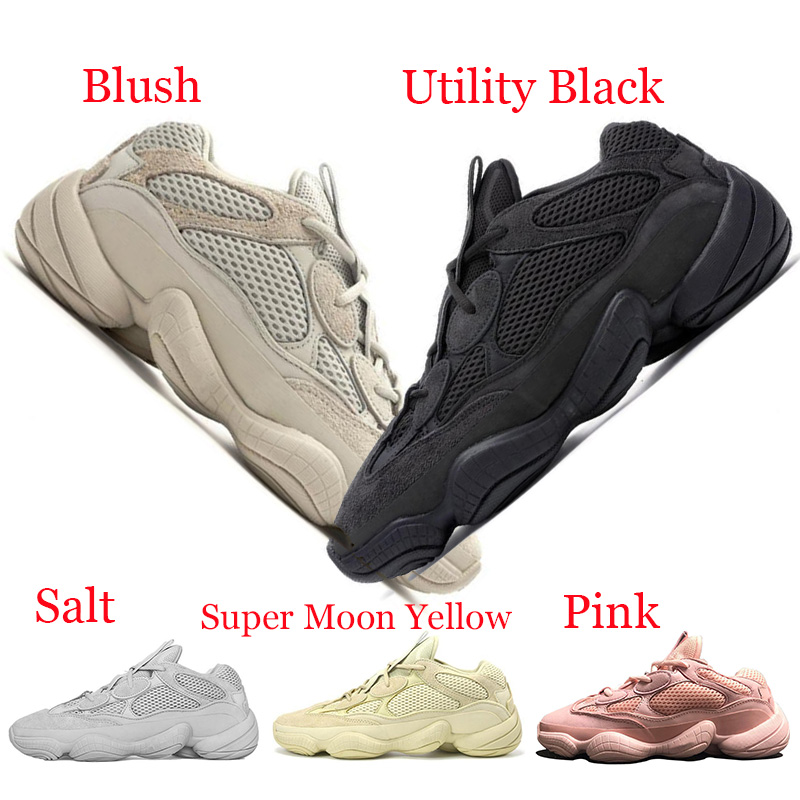 

Designer Kanye West 2020 Top Runner 500 Utility Blush Desert Rat 500s Super Moon Yellow Mens Running Shoes Women trainers Sneakers size 5-12, A1 utility black