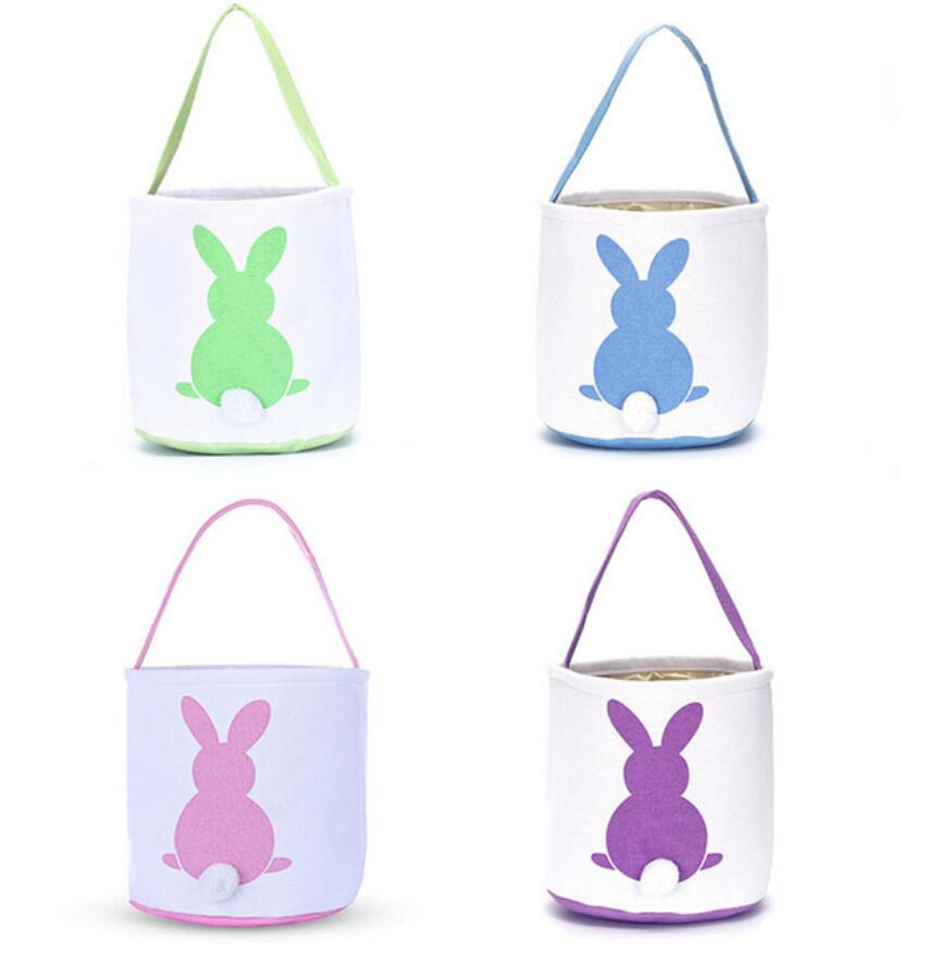 

Easter Egg Basket Party Festival Decor Rabbit Bunny Printed Canvas Gift Kids Carry Eggs Candy Bag