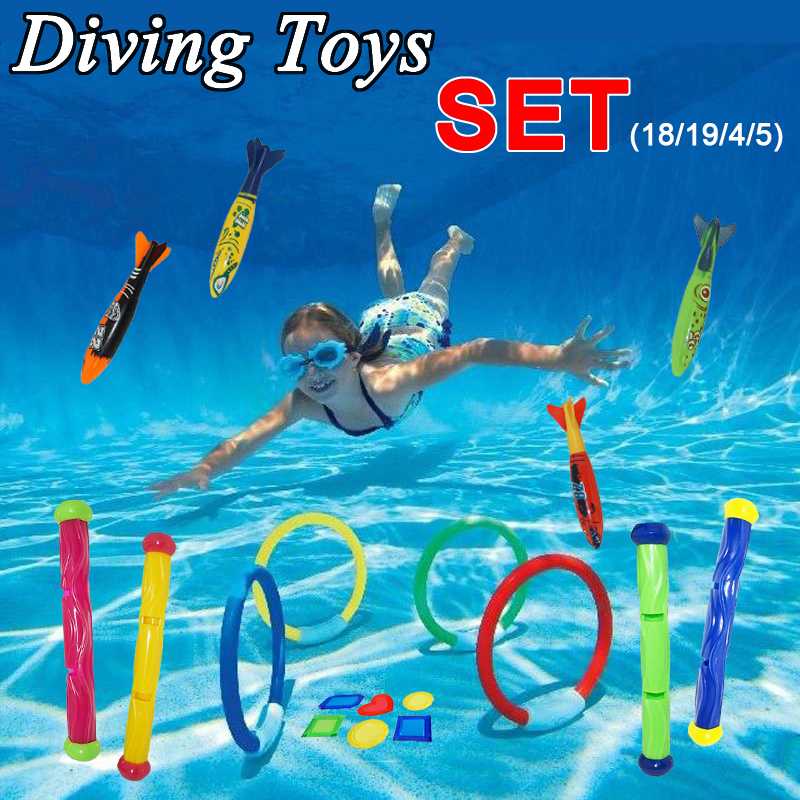 

18Pcs Diving Torpedo Rocket Throwing Toys Pool Diving Game Summer Torpedo Robber Child Underwater Stick Play Water Toy