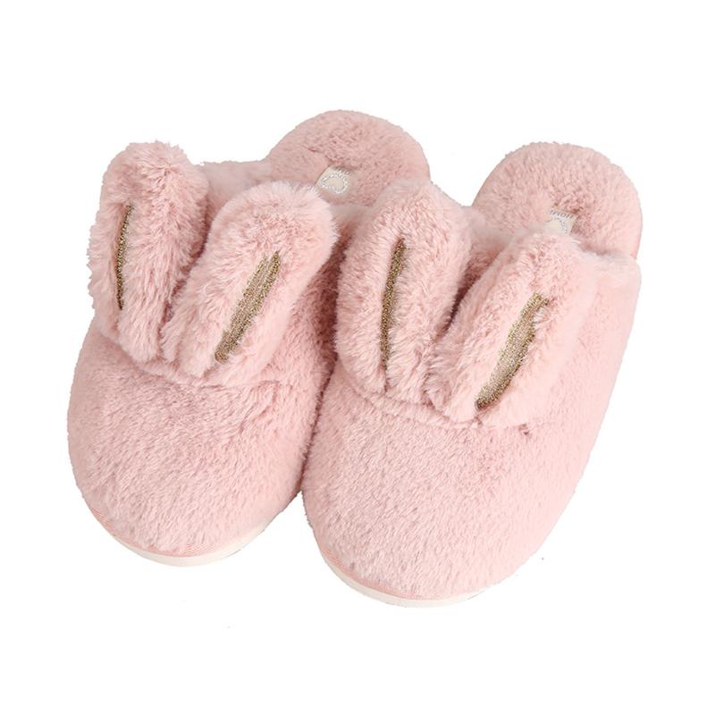 

Pink ears Flock home Slippers autumn winter Unisex Home Indoor Non-Slip Cotton Slippers Winter Indoor Cotton new, White