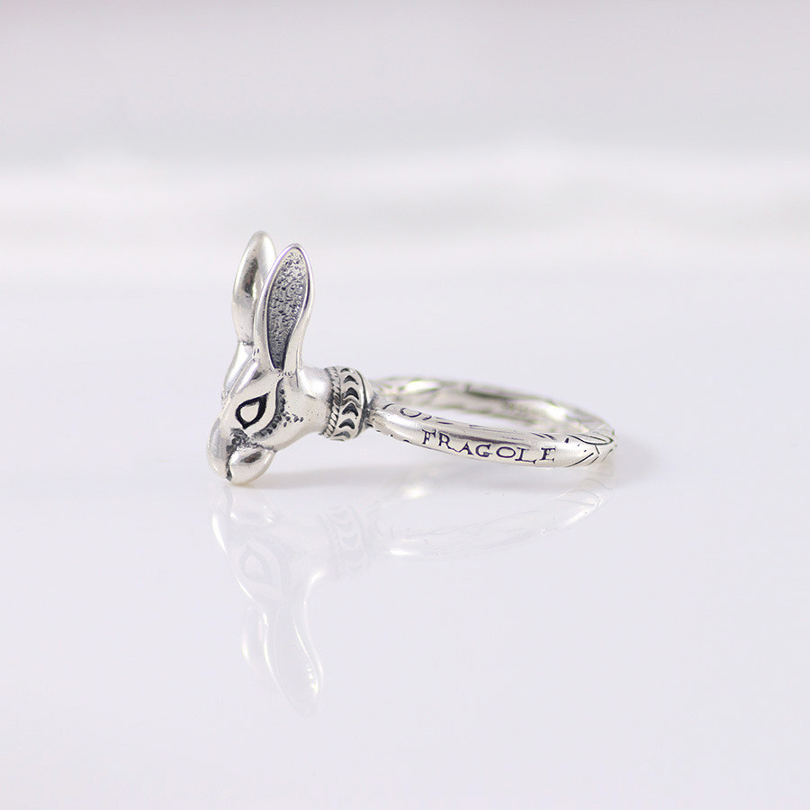 

Vintage S925 Sterling Silver Ring Anger Forest Series Forest Rabbit Head Nostalgic Tide Men's and Women's Couples Ring
