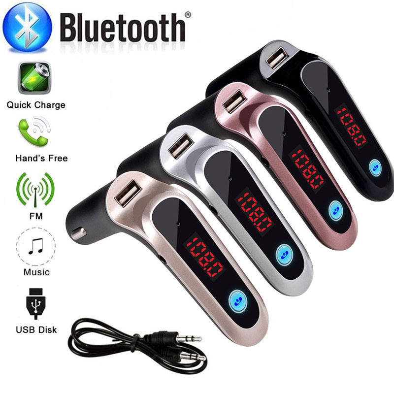 

Car Accessorie Bluetooth Adapter S7 FM Transmitter Bluetooth Car Kit Hands Free FM Radio Adapter with USB Output Car Charger with Retail Box