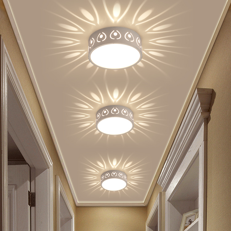 

Simple Modern 3W LED Downlight Corridor Aisle Porch Spotlight Creative Balcony Round Acrylic Metal Ceiling Lights Dia15cm