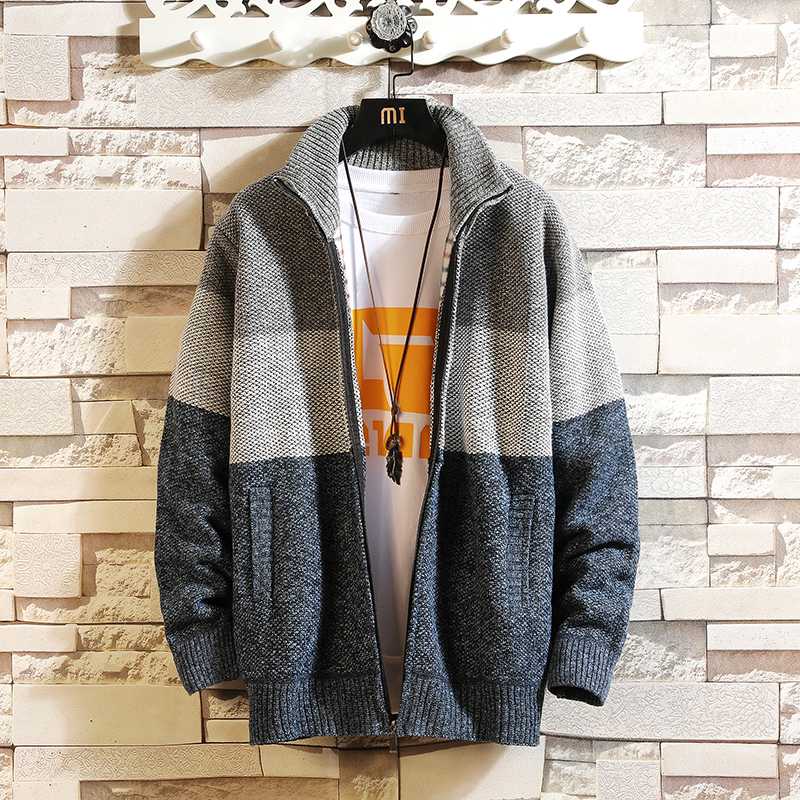 

Striped Color New 2020 Thick Fashion Brand Sweater For Mens Cardigan Knitwear Warm Autumn Japan Design Clothes Plus size M-3XL, B215 6618 a
