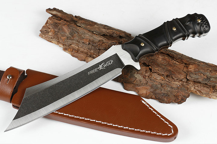 

High Quality Freewolf Strong Survival Straight Knife 9Cr18 Tanto Blade Full Tang Ebony Handle Outdoor Hunting Fishing Rescue Knives