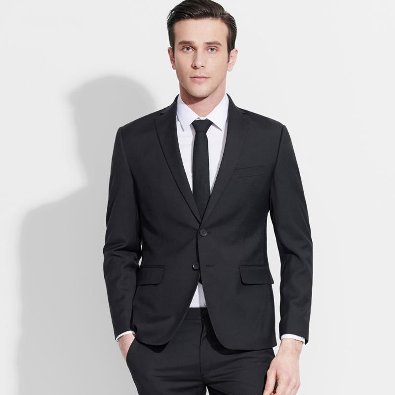 

men suits jacket 2020 new arrivals spring autumn 50% wool high quality brand business groom formal suits jackets black slim fit, Black jacket
