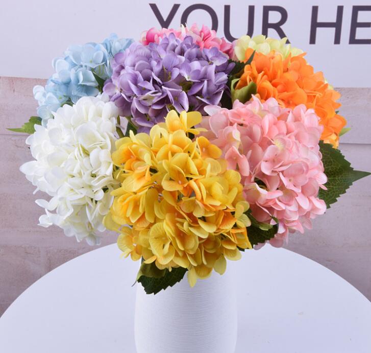 

DHL free Artificial Silk Hydrangea Big Flower 7.5" Fake White Wedding Flower Bouquet for Table Centerpieces Decorations 19colors GB800, 1#