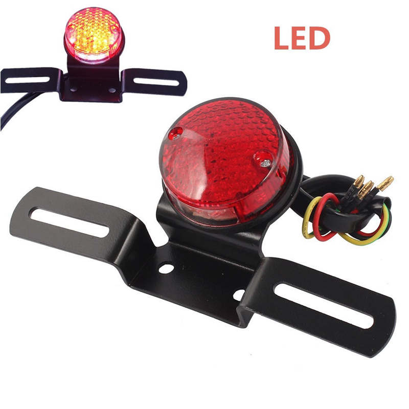 

Universal DC 12V Motorcycle Red Lens LED Tail License Plate Rear Light Round For Harley Chopper Custom Bobber mt 07 mt09 harley
