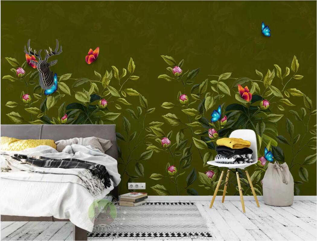 

3d room wallpaper custom photo mural Hand drawn flowers and birds background wall art pens flowers and birds TV wallpaper for walls 3 d, Non-woven fabric