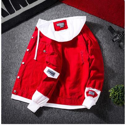 

Spring Autumn Trend Men's Denim Clothes Hooded Jacket Student Retro coat Men Outerwear Wear, Black;brown