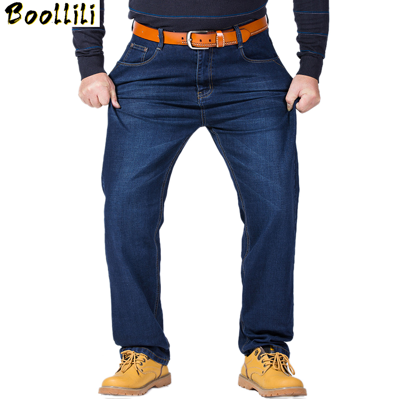 

Classic Jeans For Men Spring Autumn Big Size Male High Quality Elastic Blue Denim Pants Straight Stretch Baggy Trousers 44 46 48, Dark blue