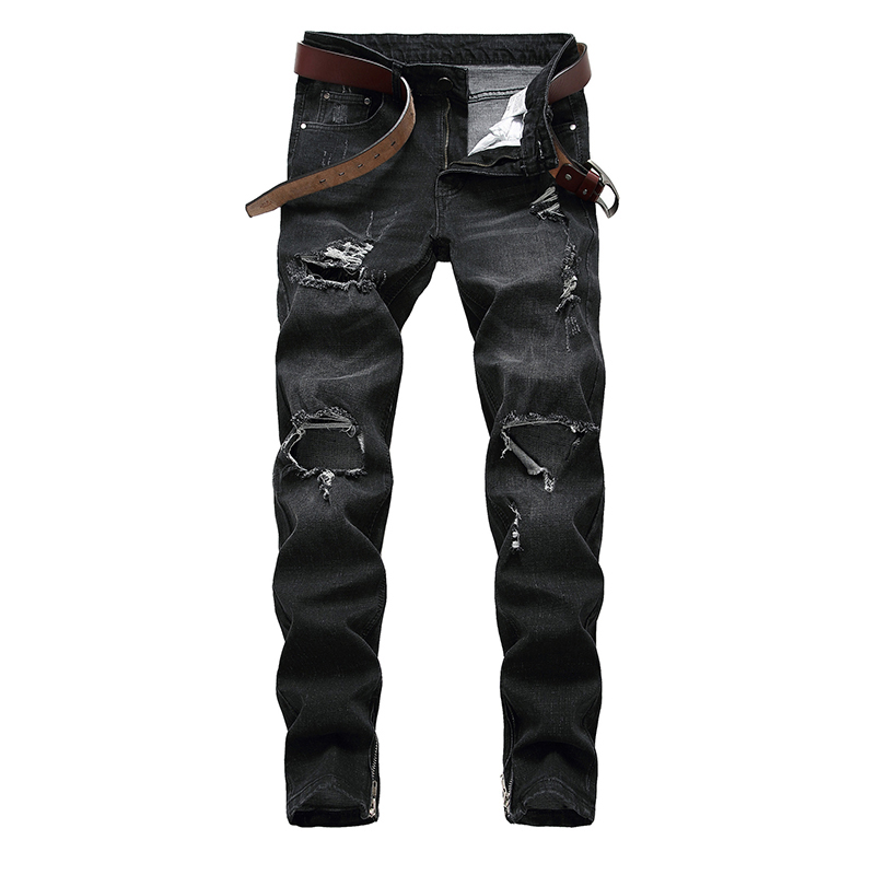 

Comfortable plus size jeans long men pants denim fashion design style straight ankle skinny version cotton man jeans, Black