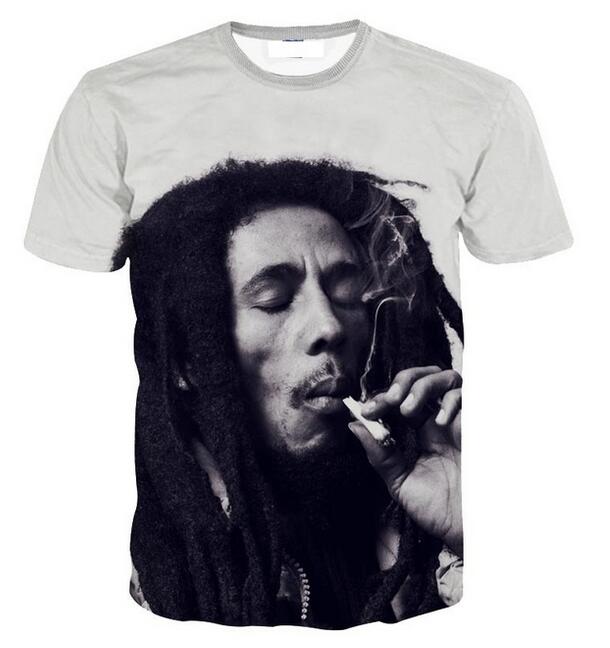 

New Fashion Mens Womans Bob Marley Summer Style Tees 3d Print Casual T-Shirt Tops Plus Size CRW0357, White;black