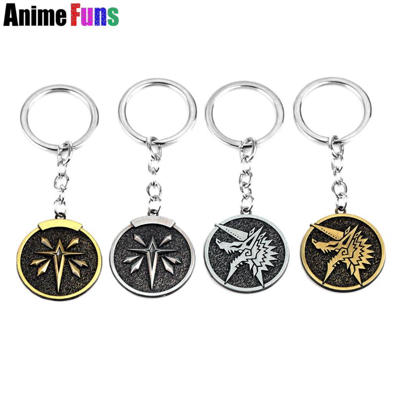 

Pendant Necklaces Game Monster Choker Necklace Wolf Head Logo For Men Woman Fan Jewelry Keychain Metal Keyring Drop Chavei