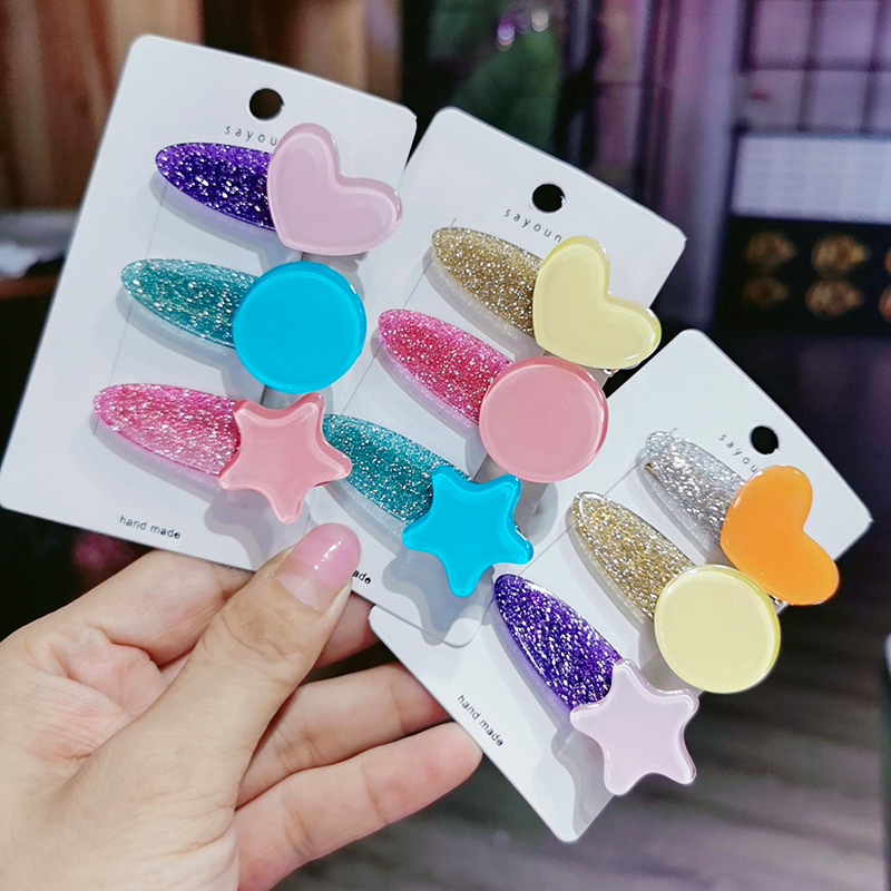 

3pcs New Acrylic Heart Hairpins Women Girls Hair Accessories Barrette Clips for Kids Children Hairgrip Headdress Hair Ornaments