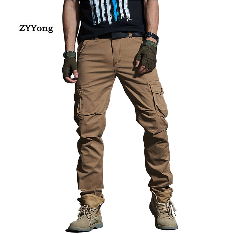 

Fashion Men Cargo Pants Multi-Pockets Breathable Motion Casual Trousers Khaki Overalls Jogger Camouflage Pants Cotton, Army green