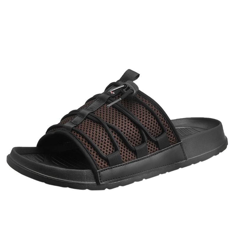 

Slip-On Flat Men Slippers Summer Beach Summer Mens Flats One-Word Drag Beach Shoes Non-Slip Breathable Sport Slippers, Gy
