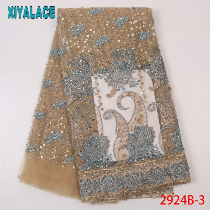 

African Lace High Quality Fabric 2020,New Handmade Beaded Lace for Wedding,French Tulle Fabric KS2924B-3