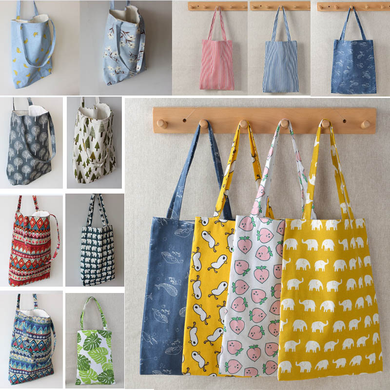 

Printed Shoulder Bag Designer Shopping Bag Reusable Grocery Bags Large Capacity Cotton Linen Beach Bags Women HH9-2097