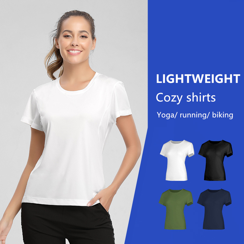 

COLORVALUE White Loose Running Gym T-Shirt Performance Short Sleeve Workout Shirt Summer Crewneck Sports Tops Women Yoga Shirt, Black