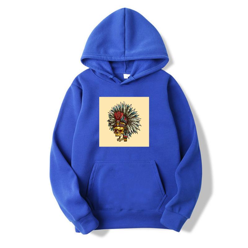 

OMIFE Couple Large Size Hoodies Casual Vivid Skull Printed Round Neck Hooded Pullover Soft Cotton Harajuku Vogue Fit Sweatshirts, Blue2