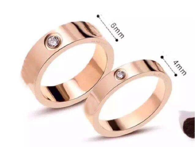 

Titanium Stainless Steel Love Rings for Women Men jewelry Couples Cubic Zirconia Wedding Rings with box box 4mm 6mm