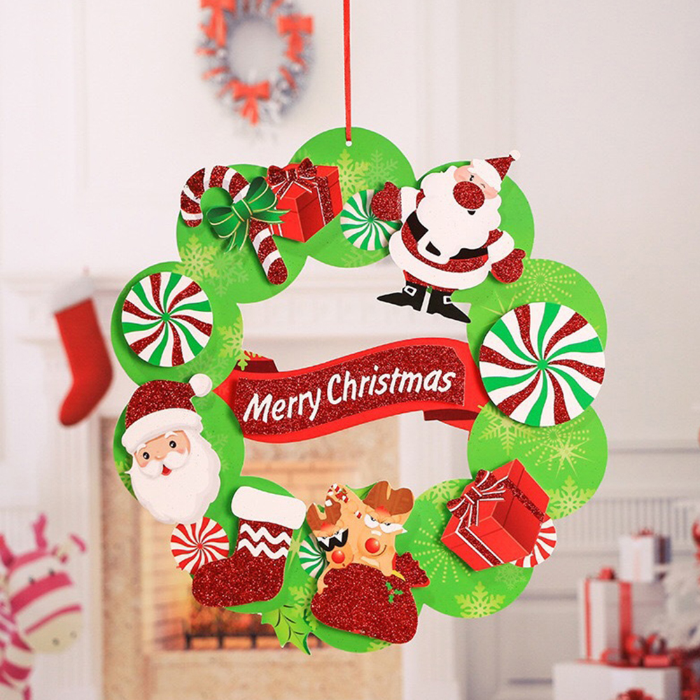 

1 Pcs Christmas 3D Paper Garland Pendant Window Wall Decoration Pendant Christmas Wreath Decoration 5 Colors Optional