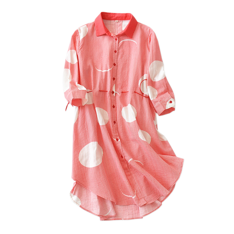 

New Spring Sexy striped 100% cotton nightgowns women nightdress Japanese casual Long sleeve indoor sleep dress women sleepwear, Gray