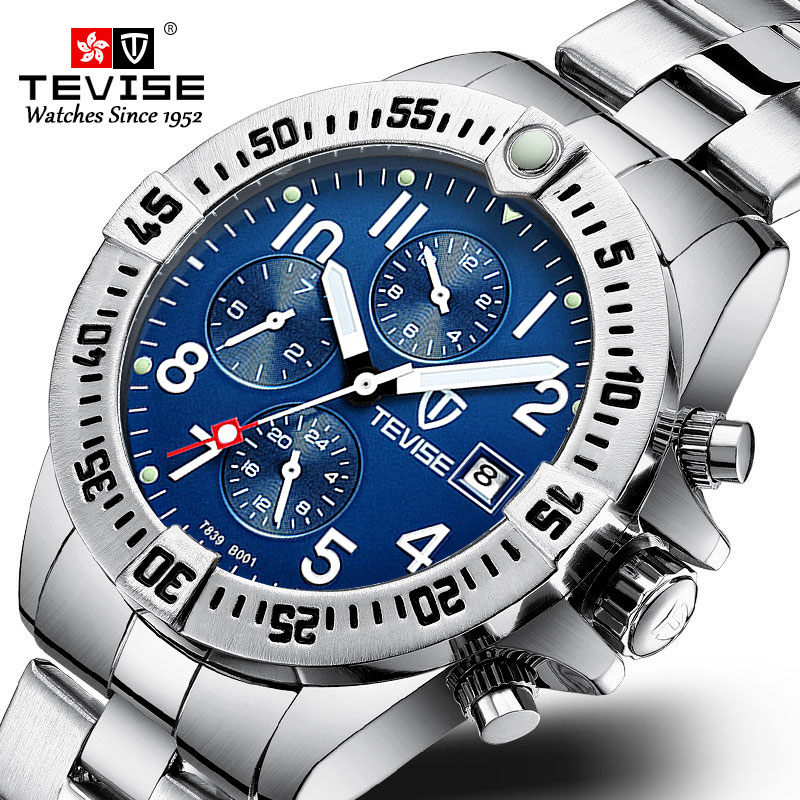 

TEVISE Luxury Brand Men Automatic Mechanical Watch Mens Stainless steel Skeleton Waterproof Wristwatch Relogio Masculino +BOX, Slivery;brown