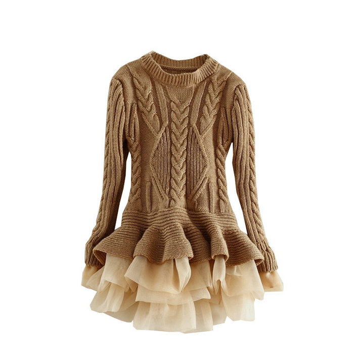 

Retail 13 colors kids designer clothes girls organza knitted sweater princess dress Autumn Winter luxury Christmas party boutique, High quality