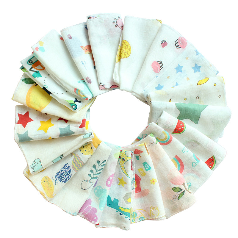 

2 layers Baby Newborn INS print Bibs Infant Scarf Toddlers cartoon Cotton Bandana Burp Cloths 25*25cm 30*30cm C6895