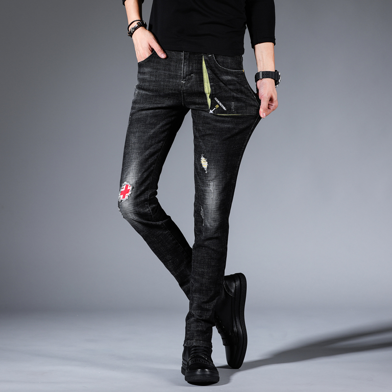 

WWKK 2020 New Mens Fashion Black Jeans Men Casual Slim Stretch Jeans Classic Denim Pants Trousers Plus Size -36 High Quality