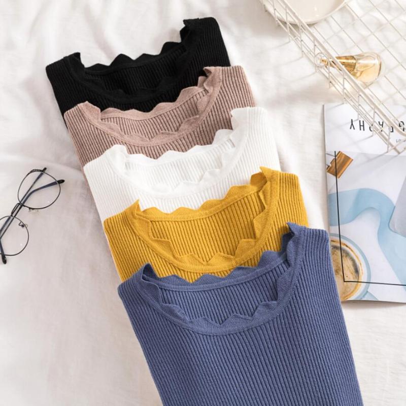 

New 2020 Female Women Pullovers O-Neck Sweater Knitted Spring Autumn Winter Slim Ladies Sweaters Long Sleeve Jumper Tops JW9249, Yellow