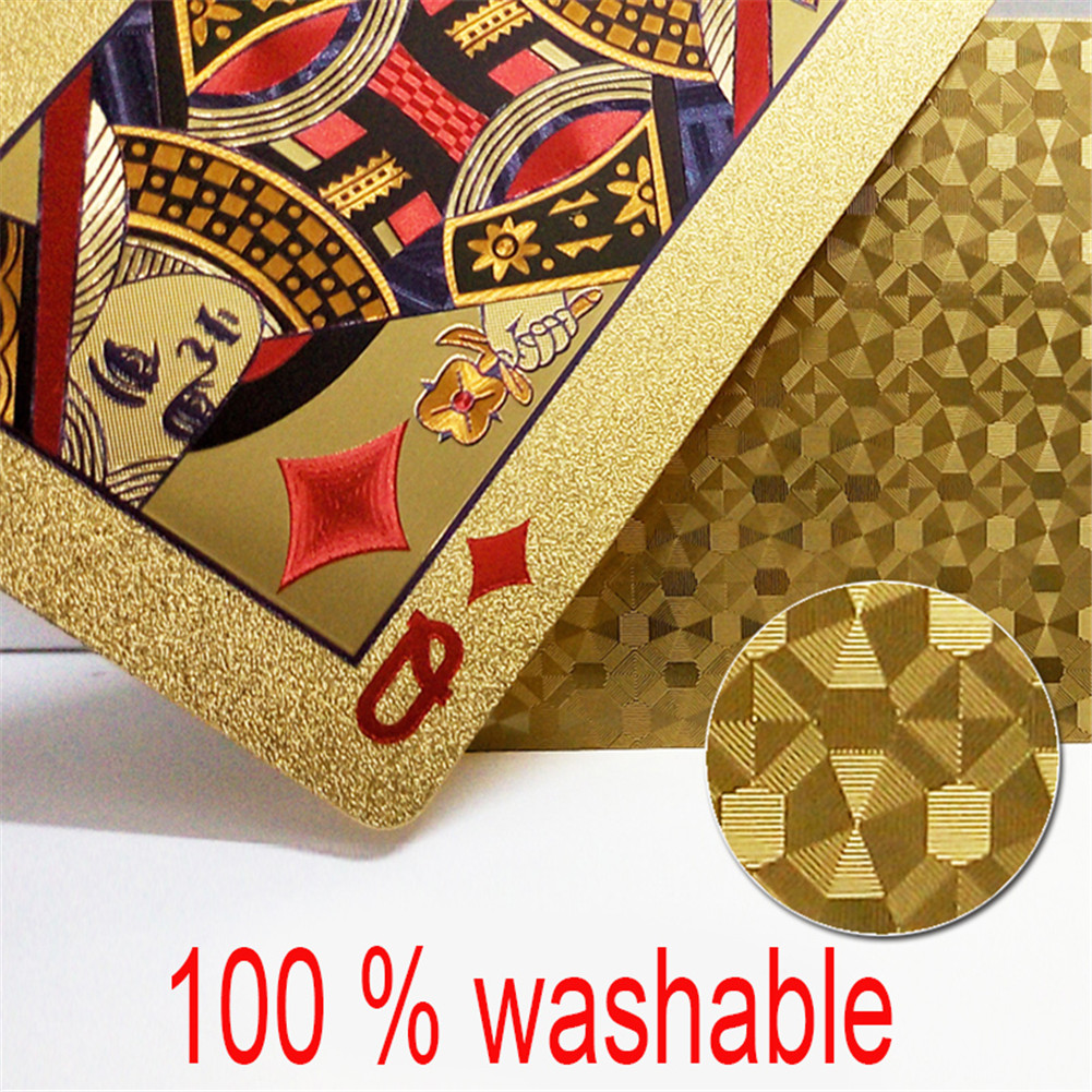 

Gold Foil Playing Cards Set 54pcs Deck Poker Classic Tricks Tool Box-packed