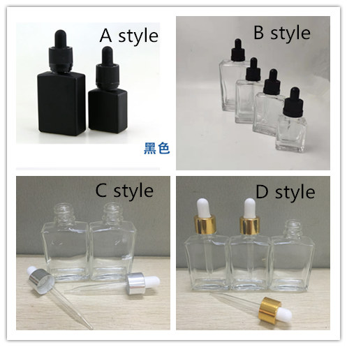

30ml vape Square Glass Bottle Jars Juice Empty Dropper Bottle With Childproof Caps For vapor essential oil perfume