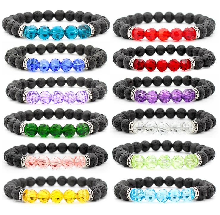 

8MM Volcanic Spherical Crystal Beads Multicolored Bead Crystal Bracelet The Best Gift for Valentine's Day 12 COLORS
