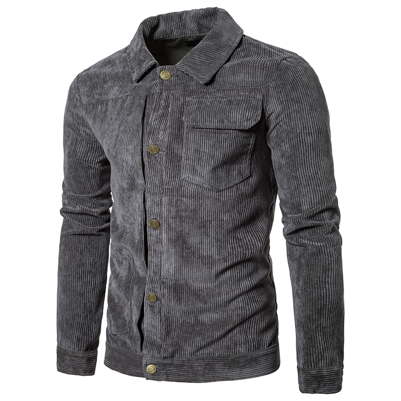 

HCXY brand jackets and coats for men 2020 new design style jacket male Simple corduroy stripe mens casual jacket, Brown