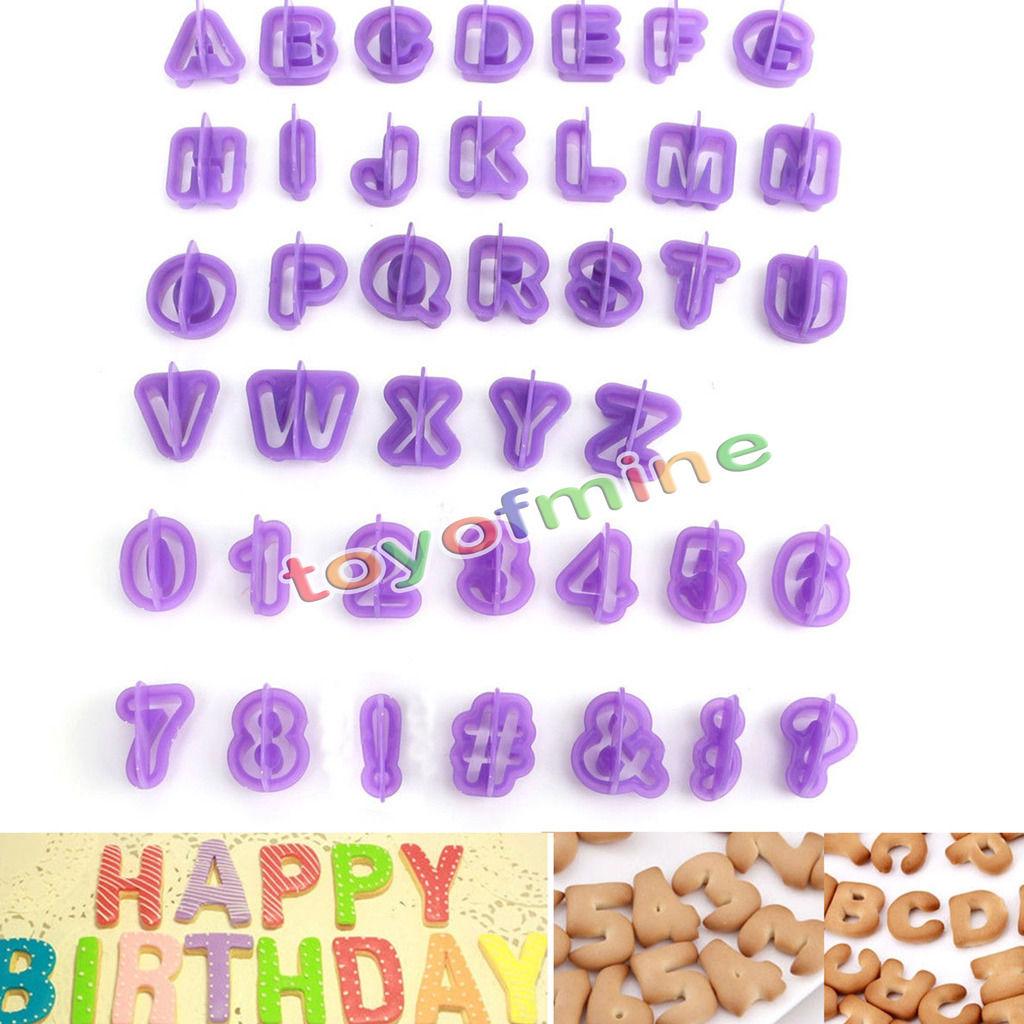 

Wholesale- 40pcs purple Alphabet Number Letter Fondant Cake Decorating Set Icing Cutter Mold or cookie