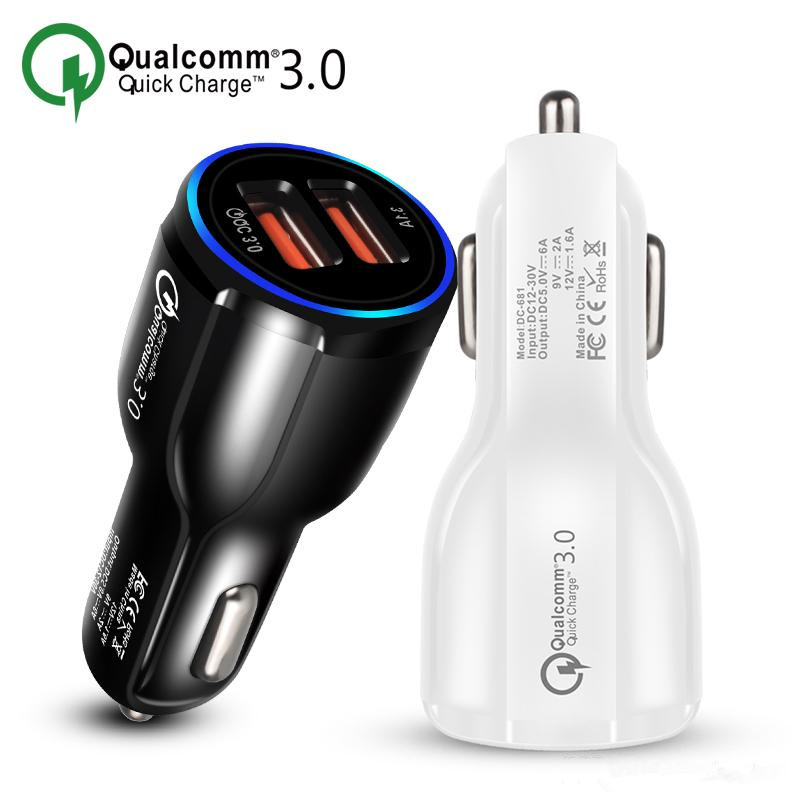 

Cell Phone Car Charger Dual USB QC3.0 Fast Charge Adapter Smart Charger 12V 3.1A For iPhone Android Samsung Smartphones
