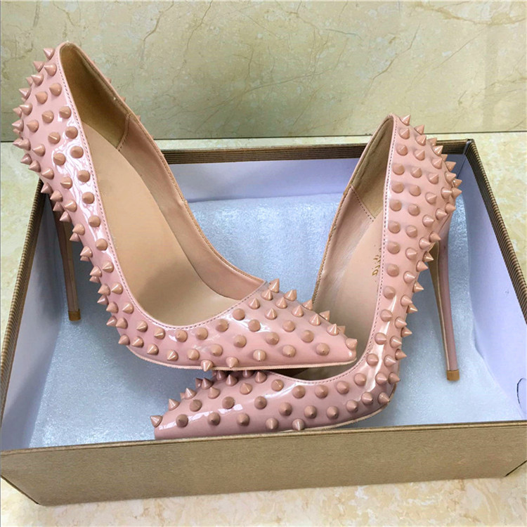 

(original LOGO) Fashion Brand Designer Red Bottom shoes 8/10/12cm High Heels Spikes Wedding Pumps fashion Womens Dress Shoes big Size 34-43, As pic 5