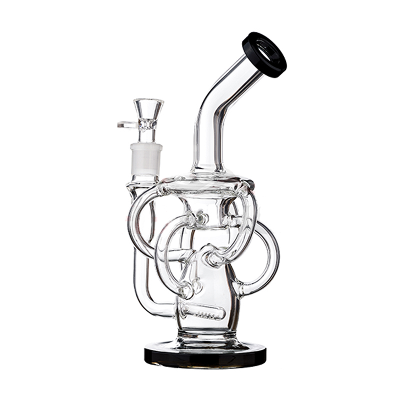 

10 inch inline perc glass water pipe dab rig kelin recycler oil rig glass water bongs with bowl banger